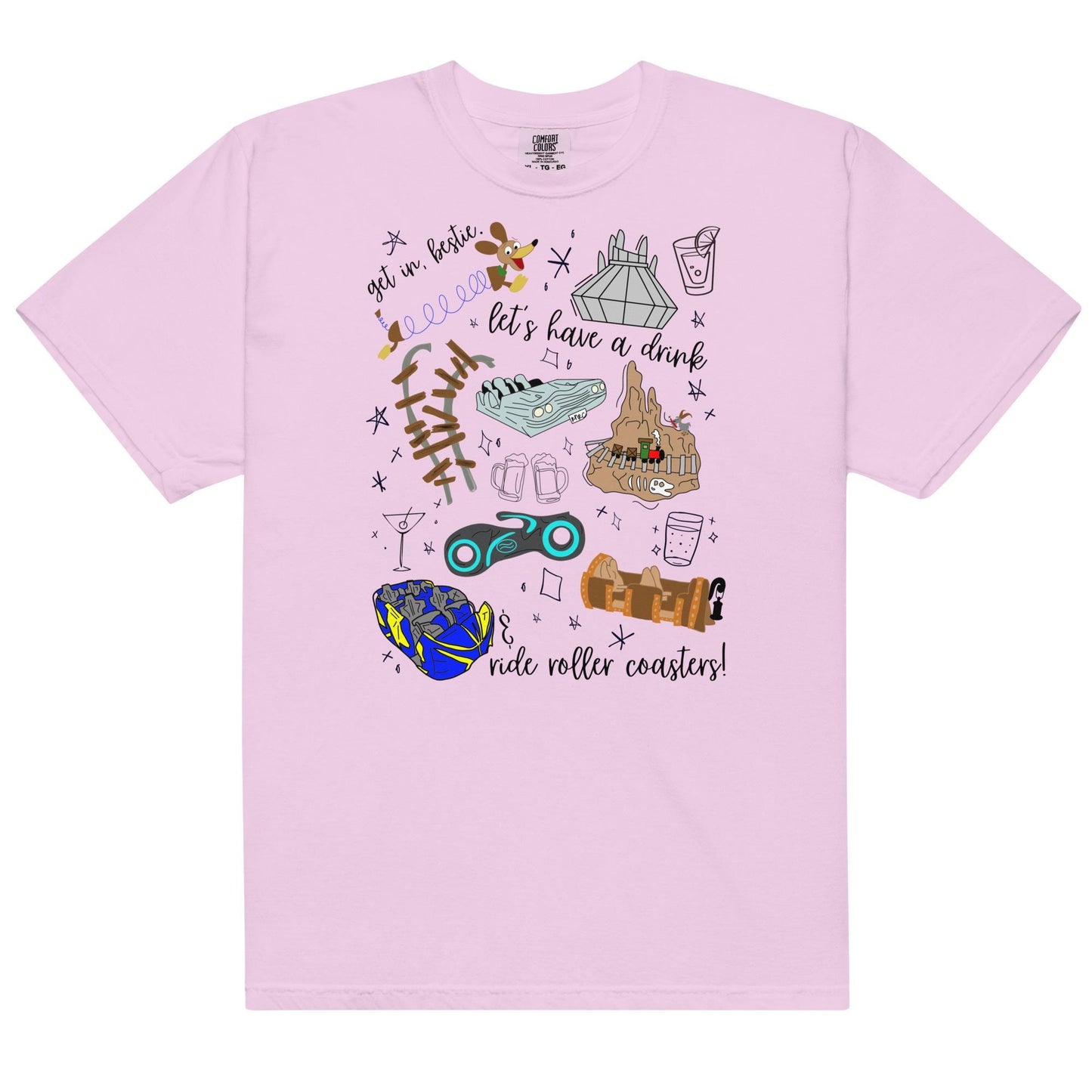 Disney Roller Coaster Doodle Sketch Comfort Colors Shirt, Park Hopping Shirt