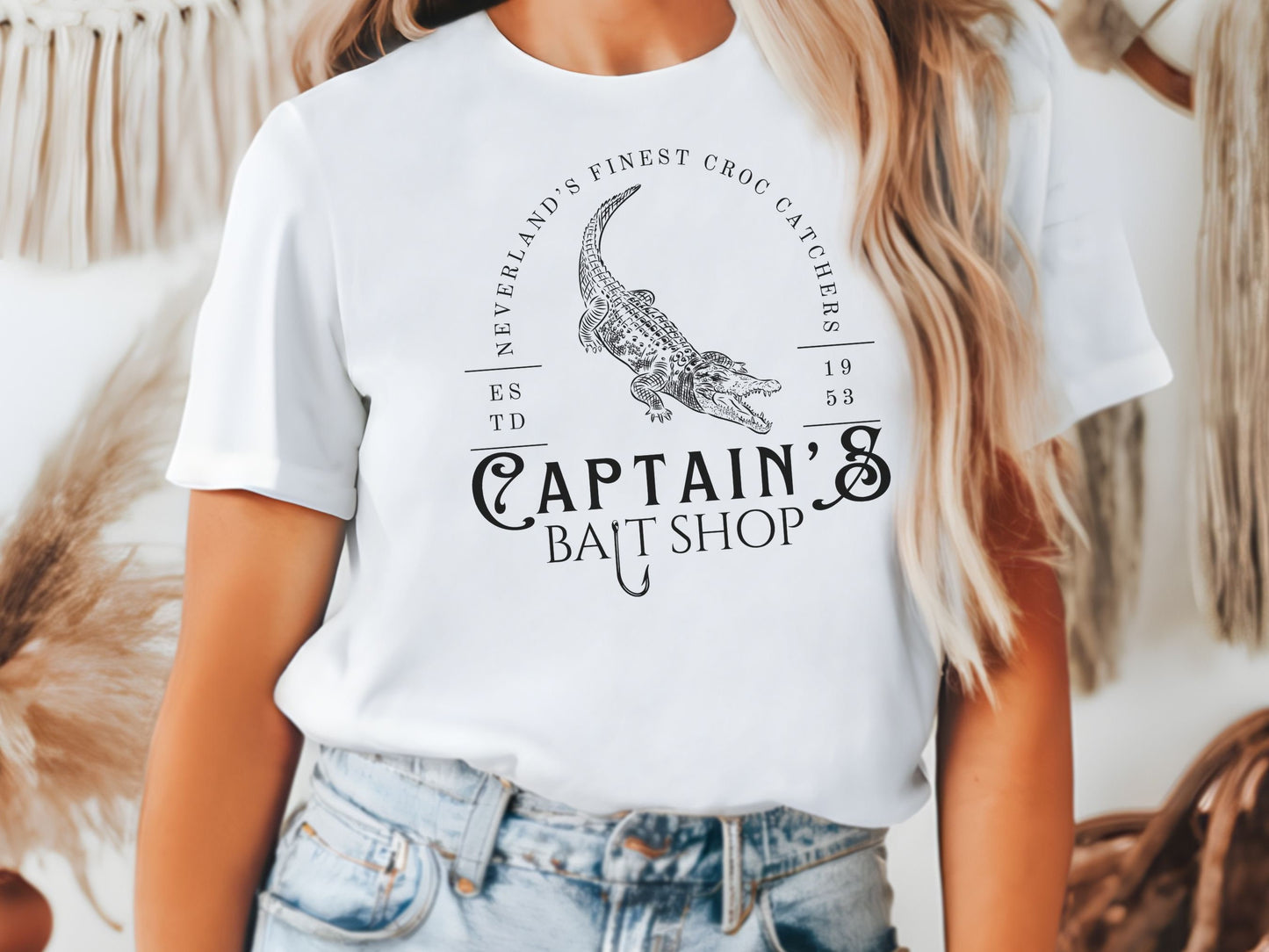 Captain's Bait Shop Bella Canvas Shirt, Subtle Disney Peter Pan Design