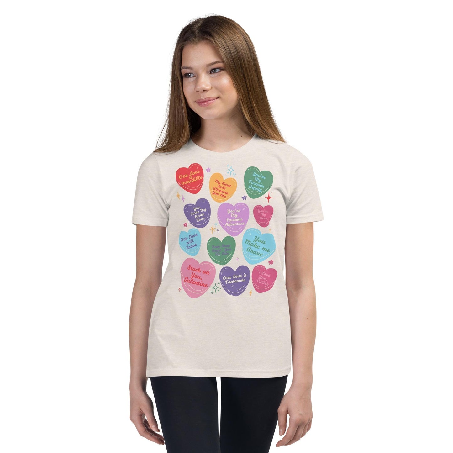 Girls' Disney Valentine's Day Shirt, Conversation Hearts, Comfort Colors