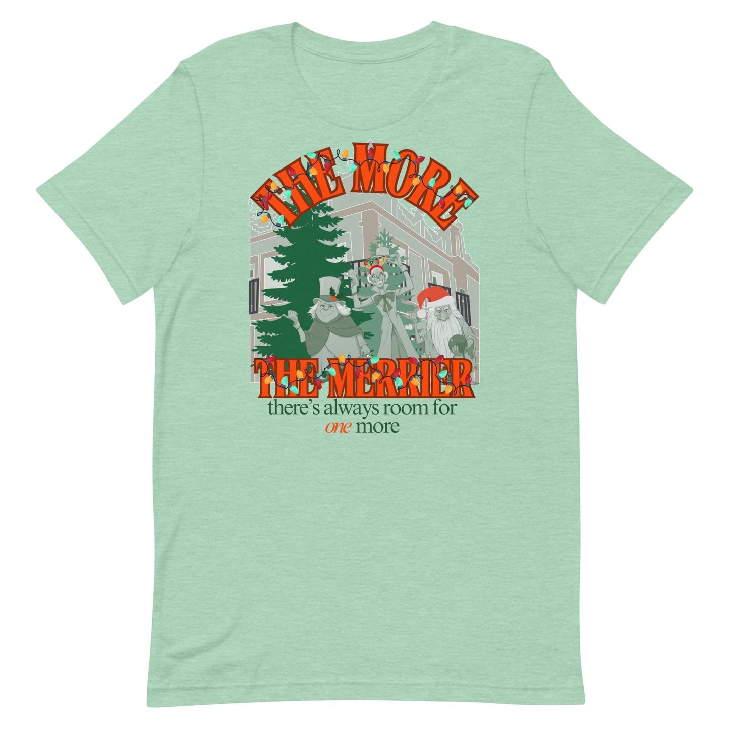Haunted Mansion Christmas T-Shirt: Hitchhiking Ghosts Holiday Tee, Bella Canvas Front Print Design Only