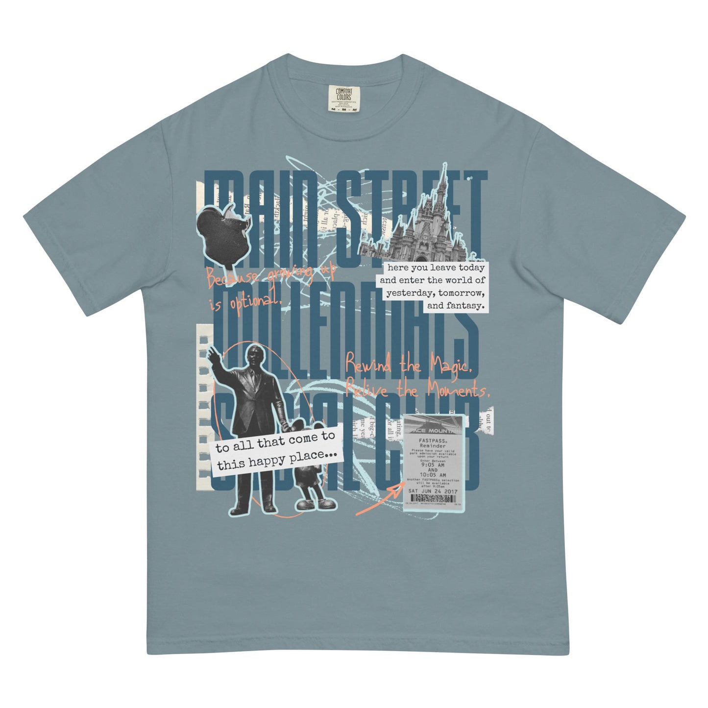 Main Street Millennials Social Club Disney Adult Comfort Colors Shirt