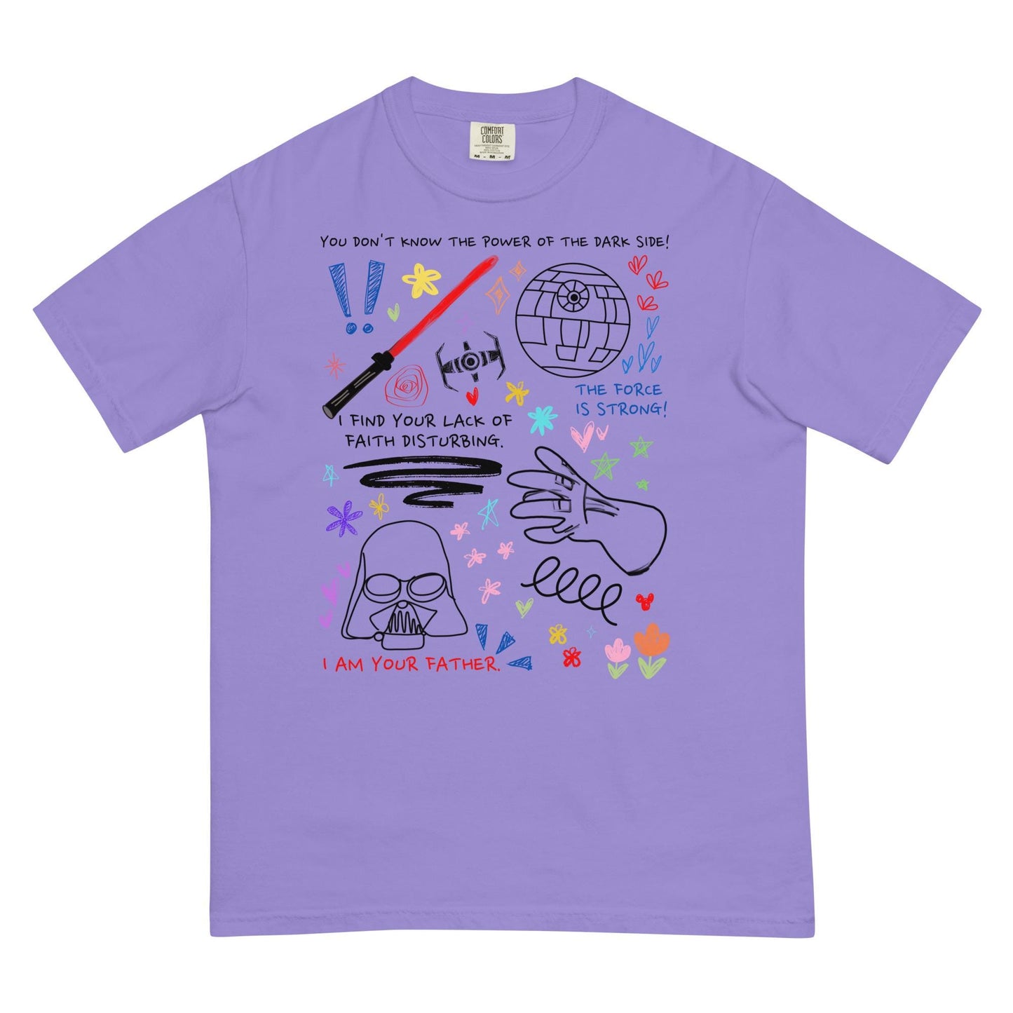 Darth Vader Doodle Sketch Shirt: Star Wars Comfort Colors Tee