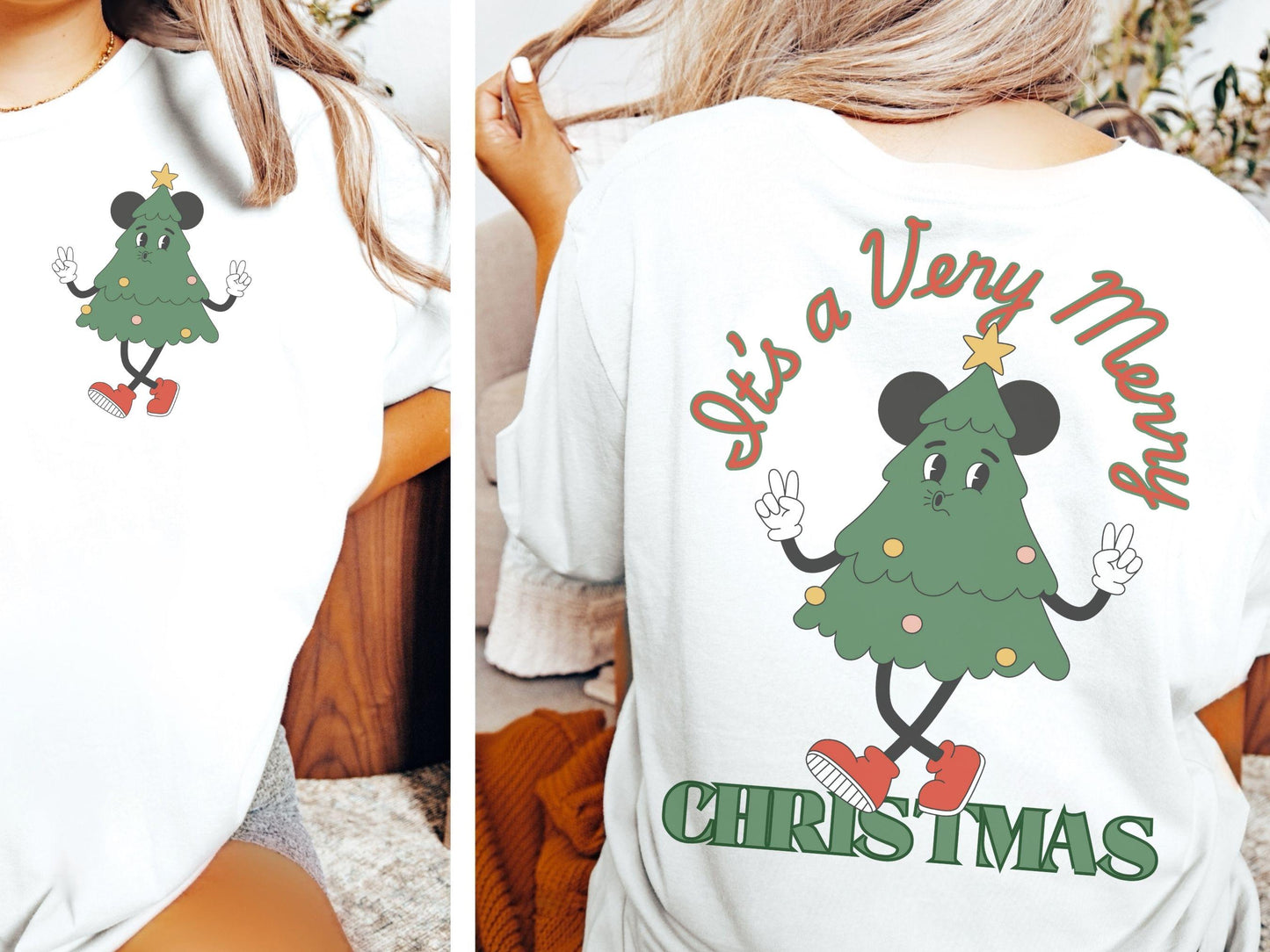 Mickey Christmas Tree Comfort Colors T-Shirt, Disney Family Shirts