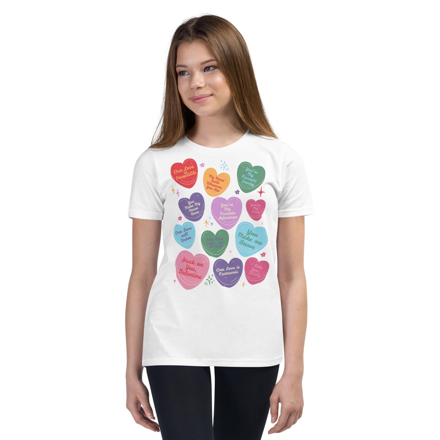 Girls' Disney Valentine's Day Shirt, Conversation Hearts, Comfort Colors
