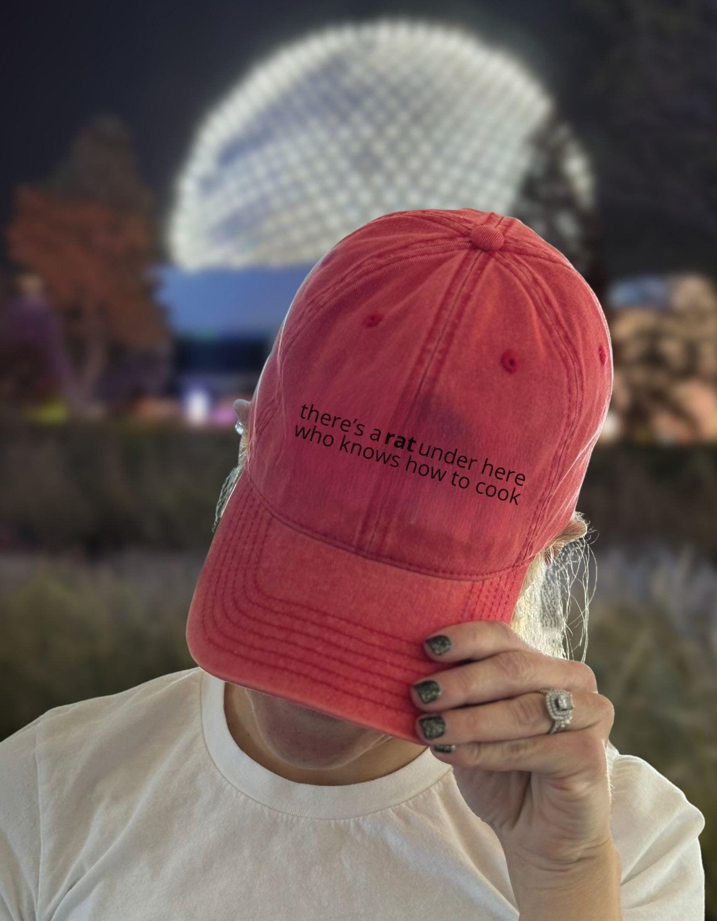 Disney Ratatouille Hat, "There's a Rat Under Here" Design