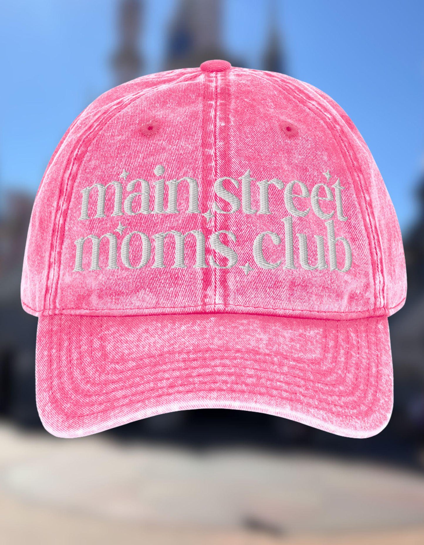 Main Street Moms Club™ Collection Embroidered Denim Hat, Distressed Baseball Cap