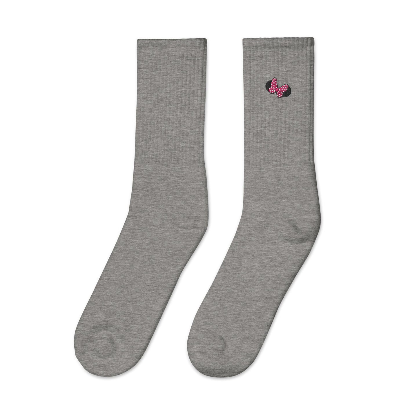 Embroidered Minnie Mouse Inspired Crew Socks - Made in USA