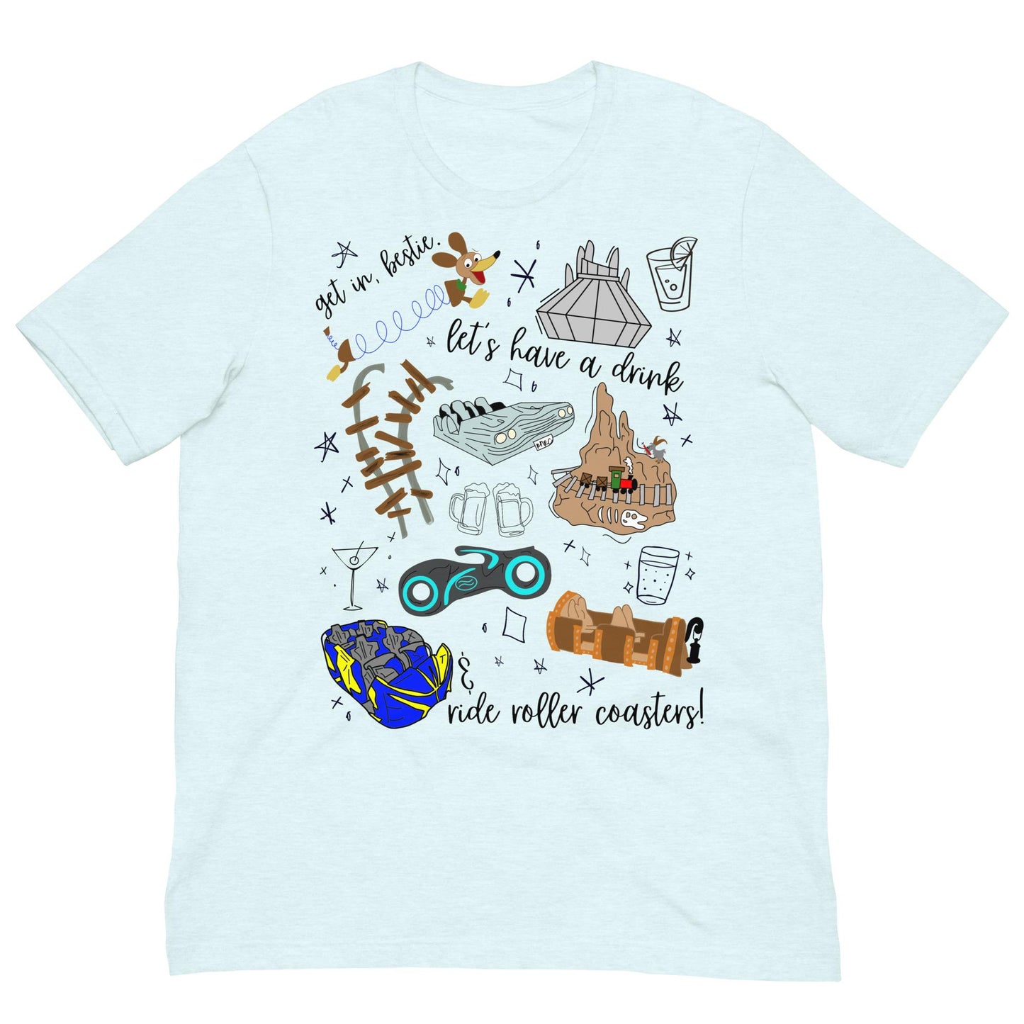 Disney Roller Coaster Doodle Sketch Bella Canvas Shirt