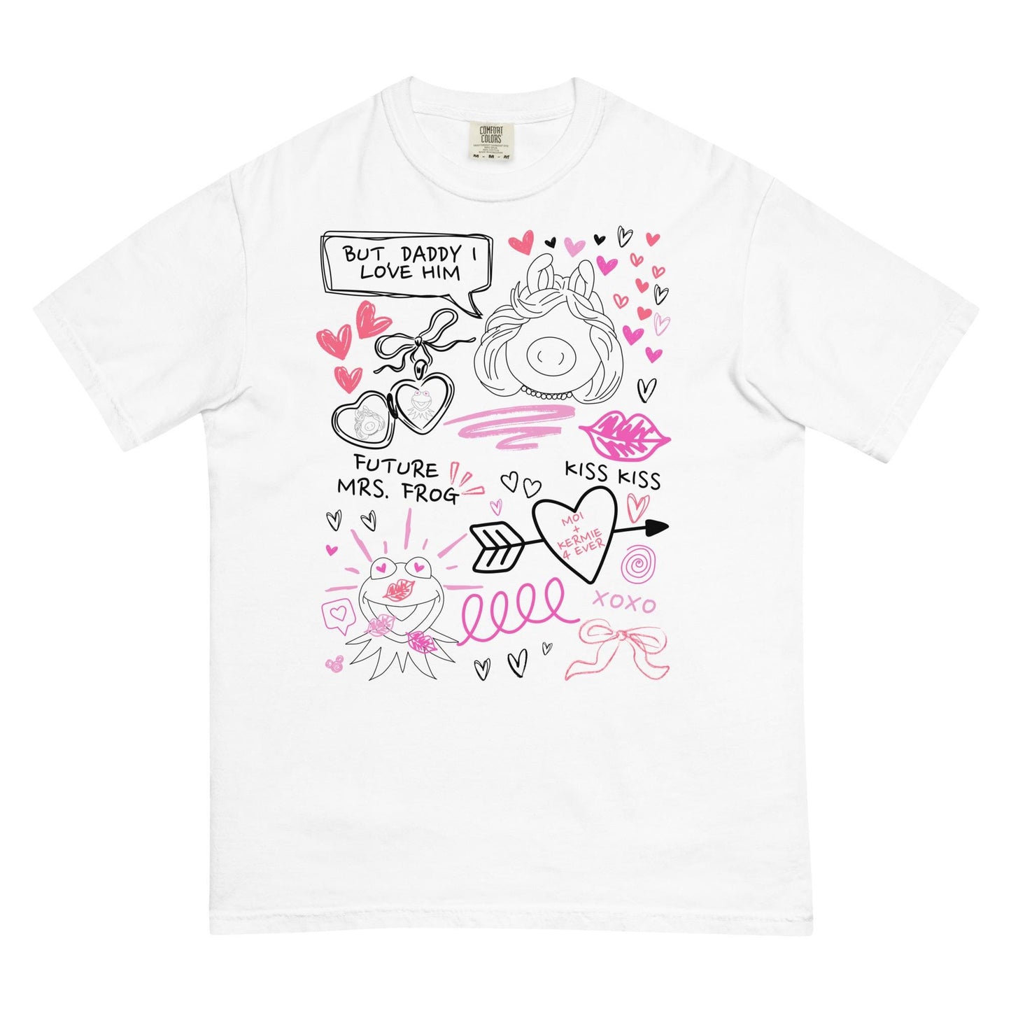 Miss Piggy & Kermit Doodle Comfort Colors Shirt, Subtle Disney Tee