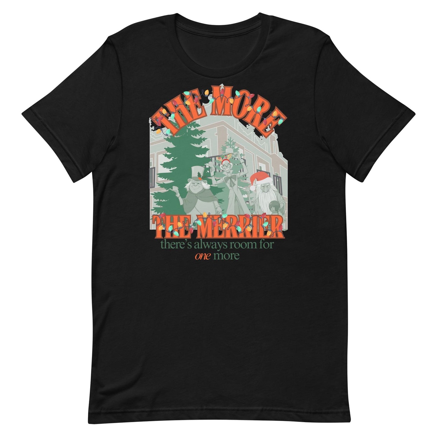 Haunted Mansion Christmas T-Shirt: Hitchhiking Ghosts Holiday Tee, Bella Canvas Front Print Design Only