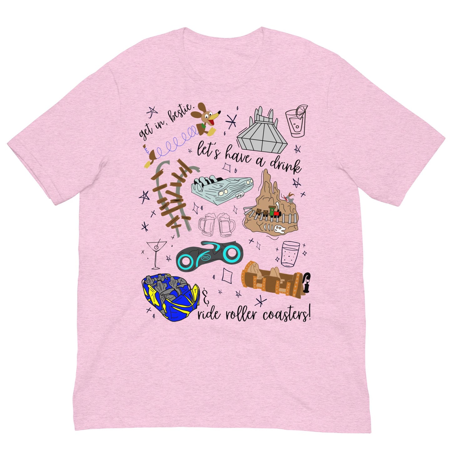 Disney Roller Coaster Doodle Sketch Bella Canvas Shirt