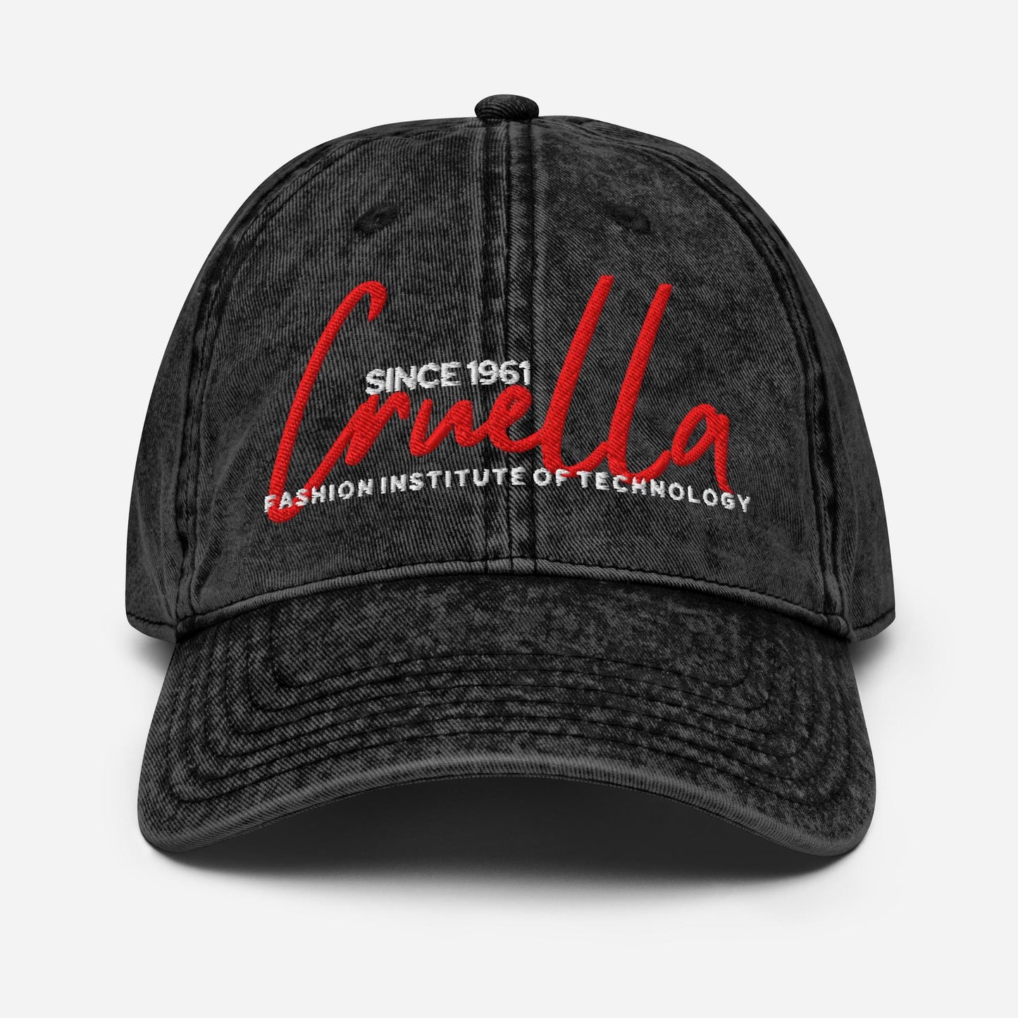 Cruella Fashion Institute of Technology Distressed Vintage Dad Hat, Disney Villain Hat