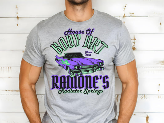 Disney Cars Shirt, Ramone's House of Body Art, Bella Canvas Tee