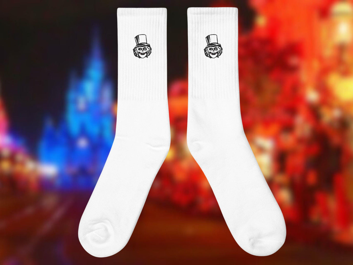 Hatbox Ghost Embroidered Socks, Haunted Mansion Disney Park Apparel