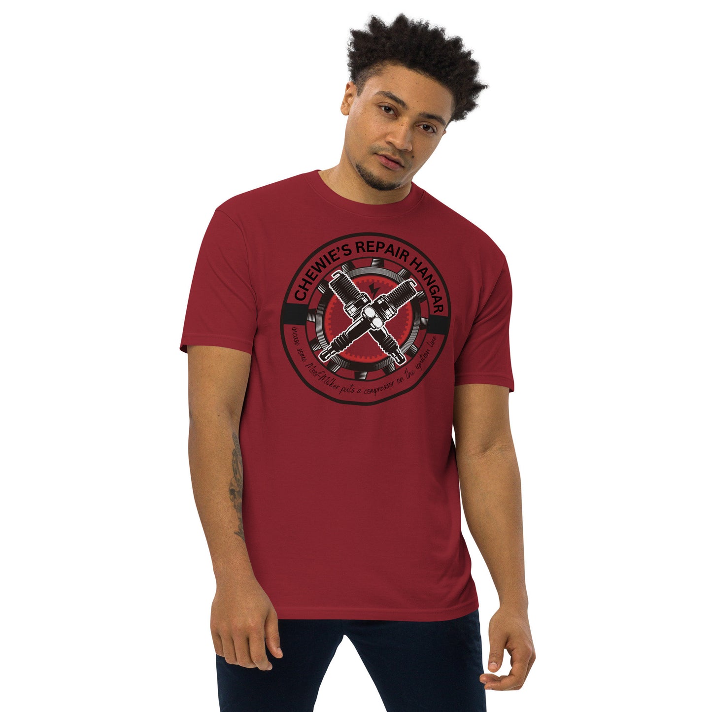 Chewie's Repair Hangar T-Shirt: Subtle Star Wars Design, Tall Length
