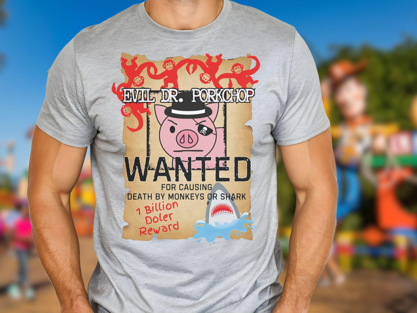 Evil Dr. Porkchop Wanted T-Shirt, Disney Toy Story Inspired