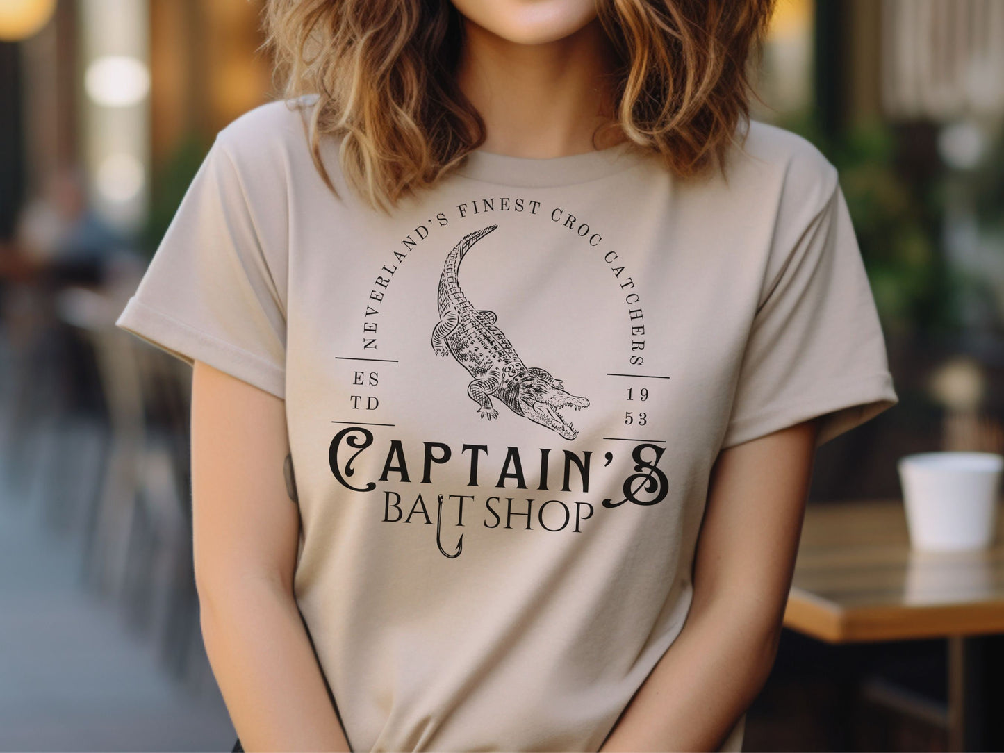 Captain's Bait Shop Bella Canvas Shirt, Subtle Disney Peter Pan Design