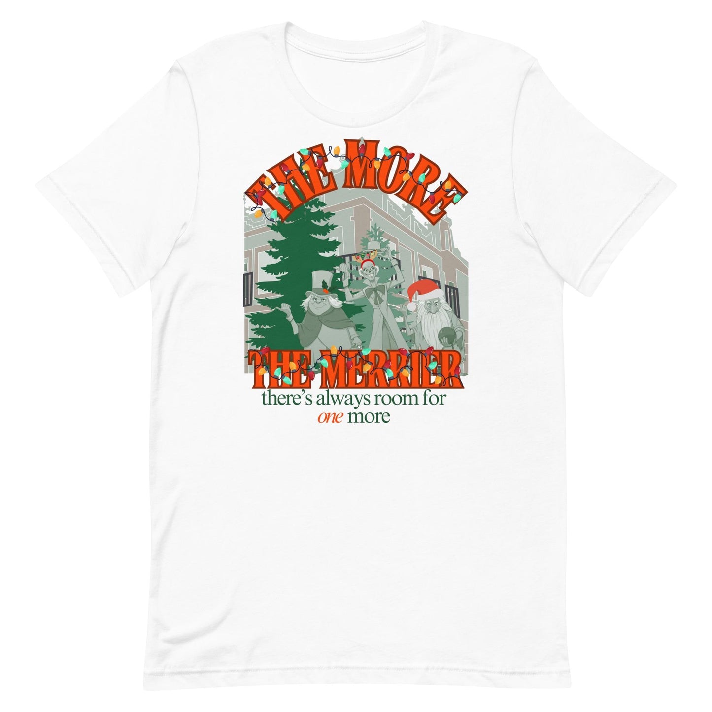 Haunted Mansion Christmas T-Shirt: Hitchhiking Ghosts Holiday Tee, Bella Canvas Front Print Design Only