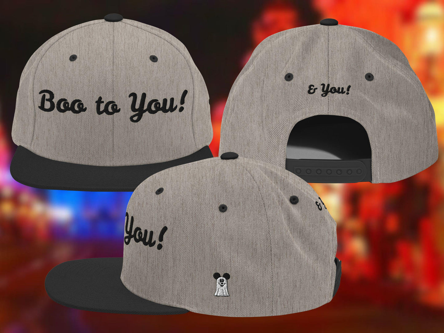 Disney Halloween Boo to You Snapback Hat, Adult Size