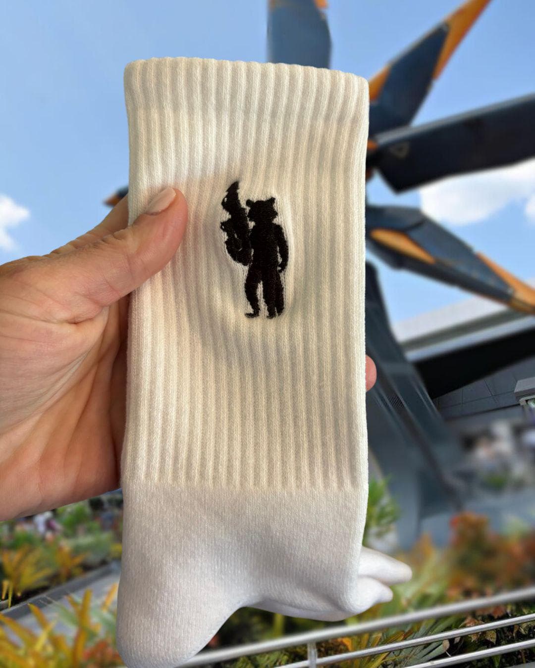 Rocket Raccoon Embroidered Socks: Guardians of the Galaxy, Made in USA