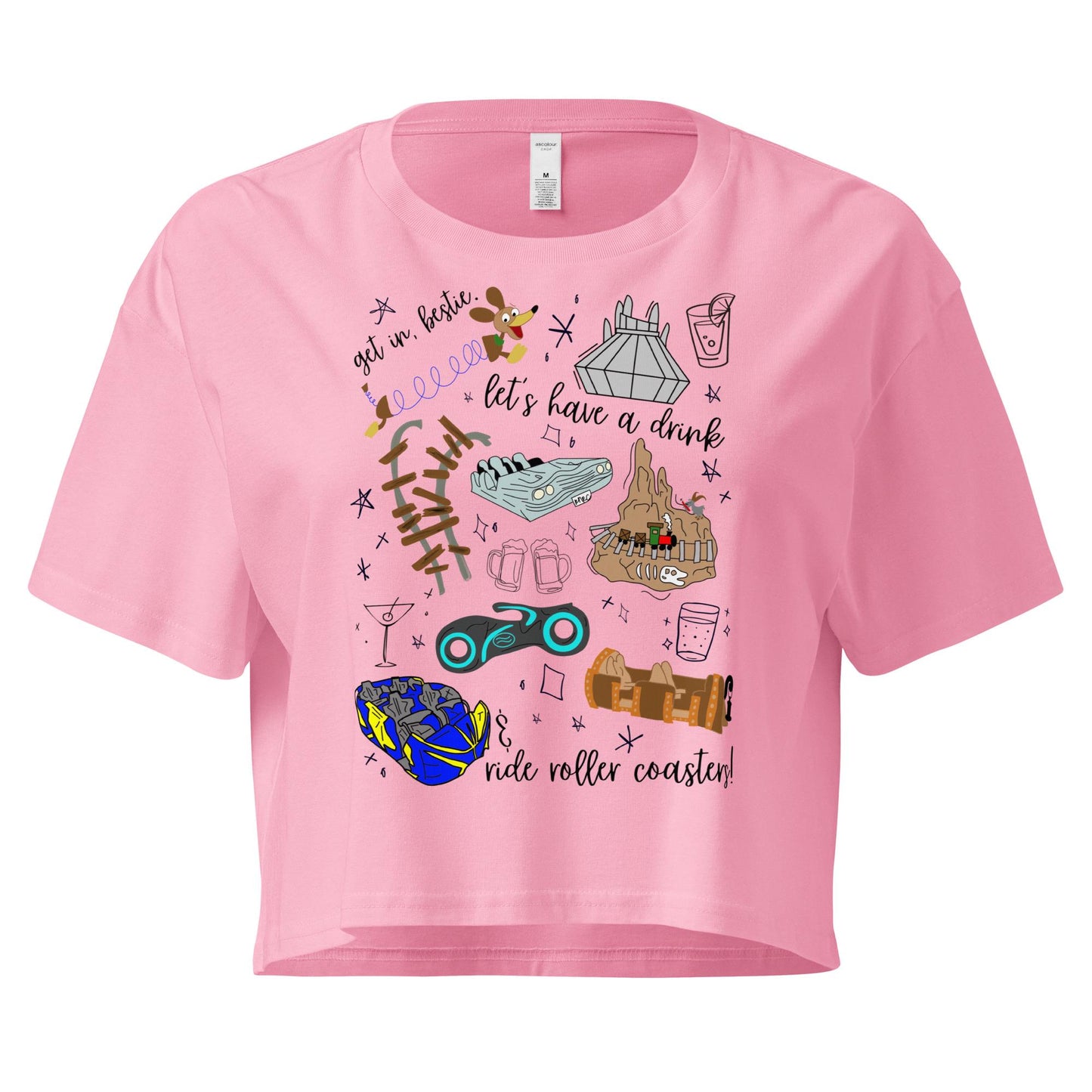 Disney Roller Coaster Doodle Crop Top, Park Hopping Shirt