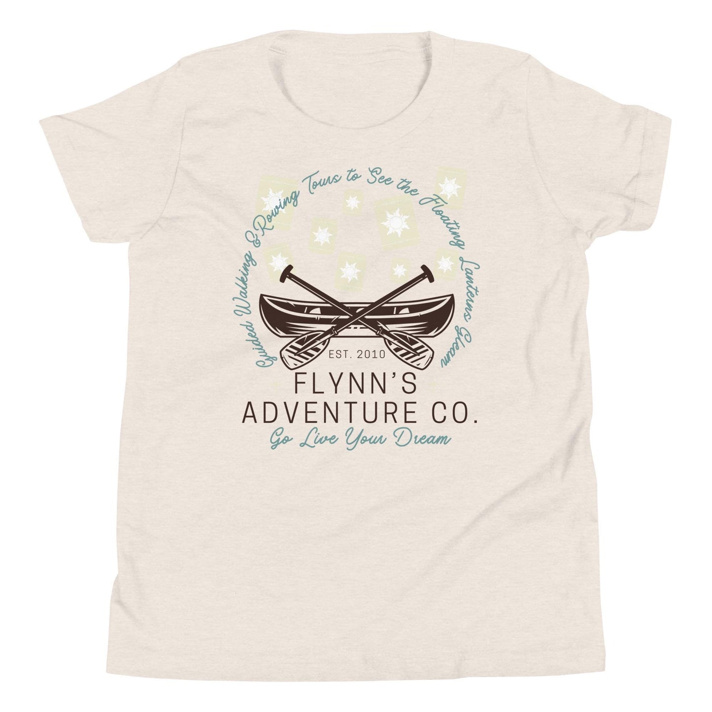 Flynn's Adventures, Subtle Theme Park Bella Canvas Youth Short Sleeve T-Shirt, Tangled, Flynn Rider,