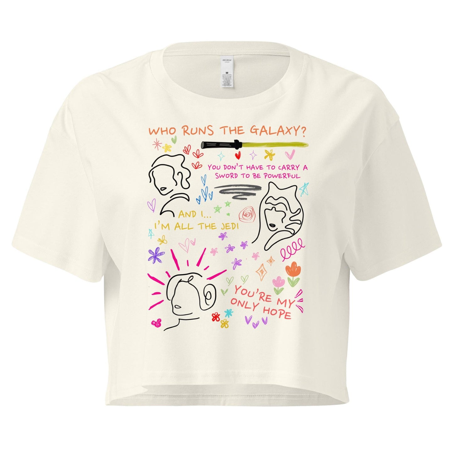 Star Wars Women's Crop Top: Rey, Ahsoka, Leia Doodle Shirt