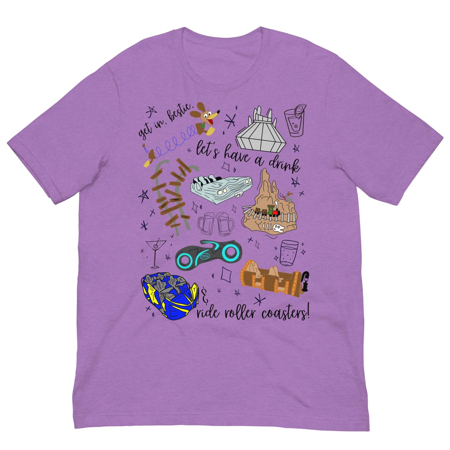 Disney Roller Coaster Doodle Sketch Bella Canvas Shirt