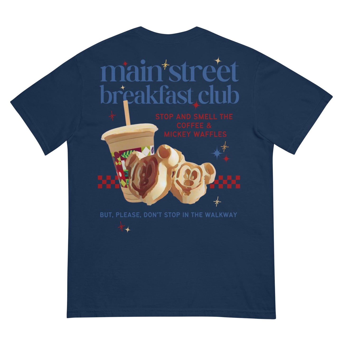 Disney Main Street Breakfast Club Tee – Mickey Waffles & Joffrey’s Coffee, Comfort Colors