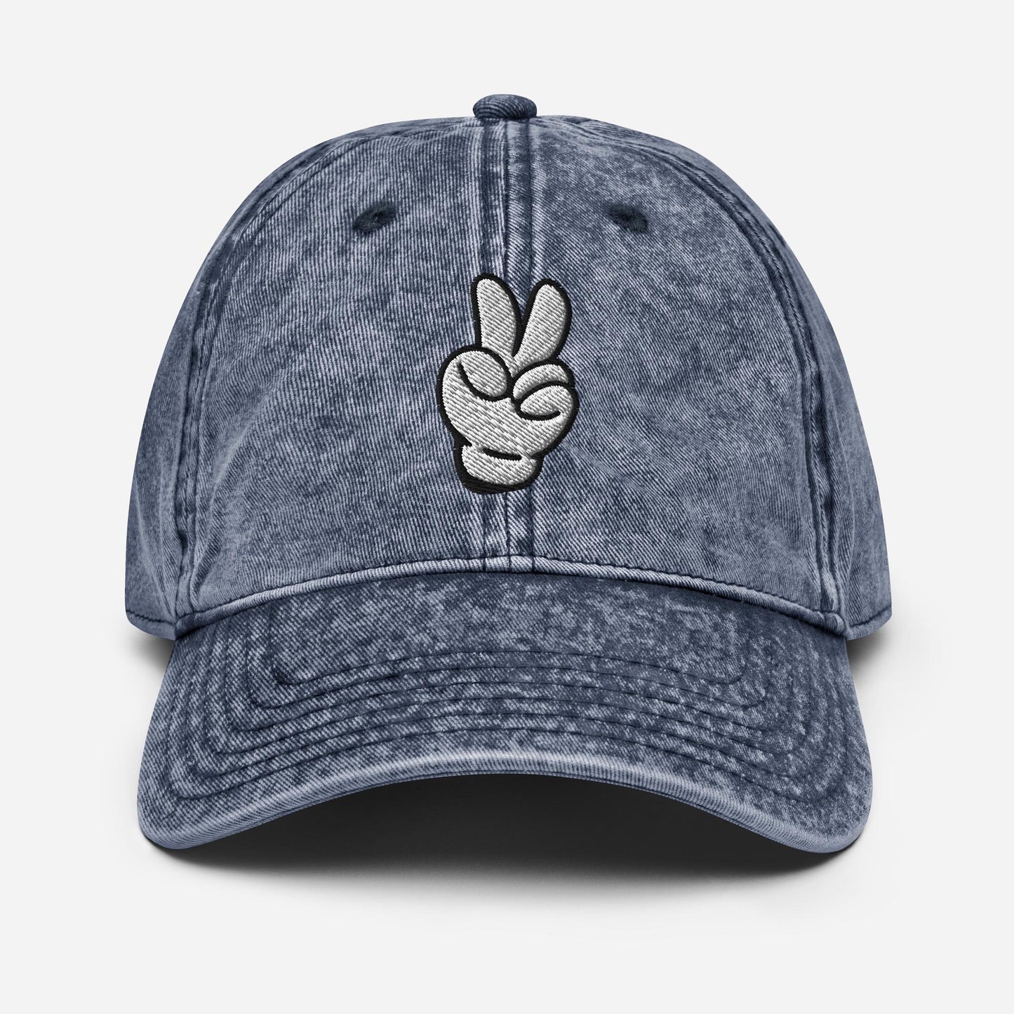 Mickey Peace Sign Hat, Subtle Disney Vintage Cotton Dad Cap