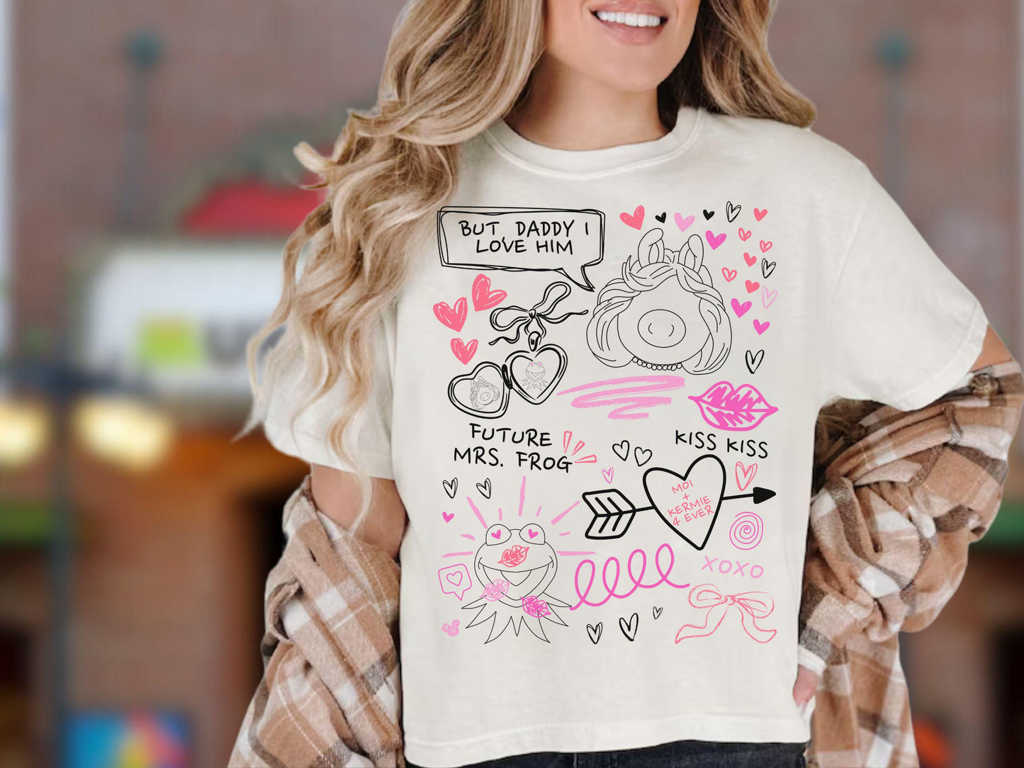 Miss Piggy & Kermit Doodle Crop Top, Muppets Disney Inspired Shirt