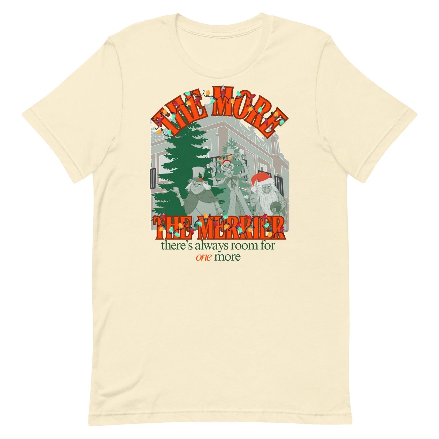 Haunted Mansion Christmas T-Shirt: Hitchhiking Ghosts Holiday Tee, Bella Canvas Front Print Design Only