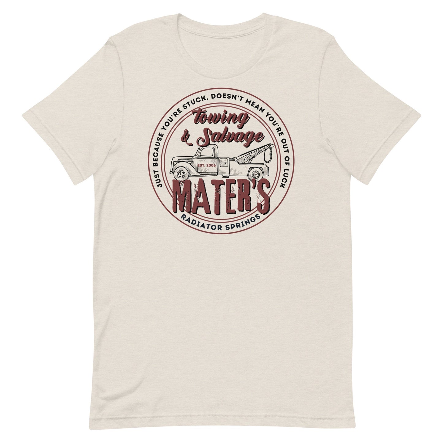 Mater's Towing Co. Bella Canvas T-Shirt, Subtle Disney Cars Design
