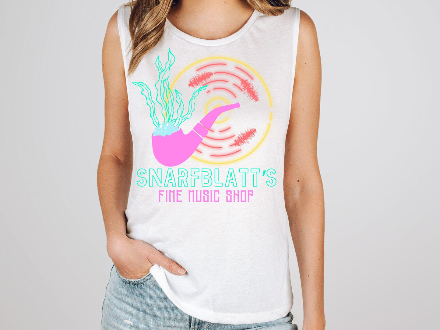 Snarfblatt's Fine Music Shop Tank, Subtle Disney Muscle Tank, The Little Mermaid