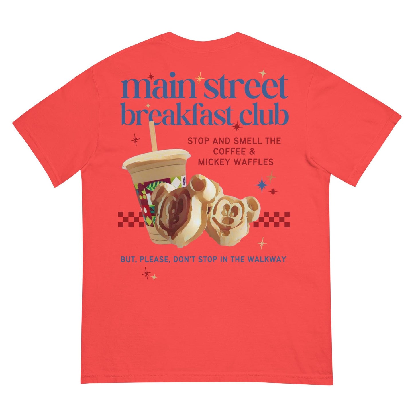 Disney Main Street Breakfast Club Tee – Mickey Waffles & Joffrey’s Coffee, Comfort Colors