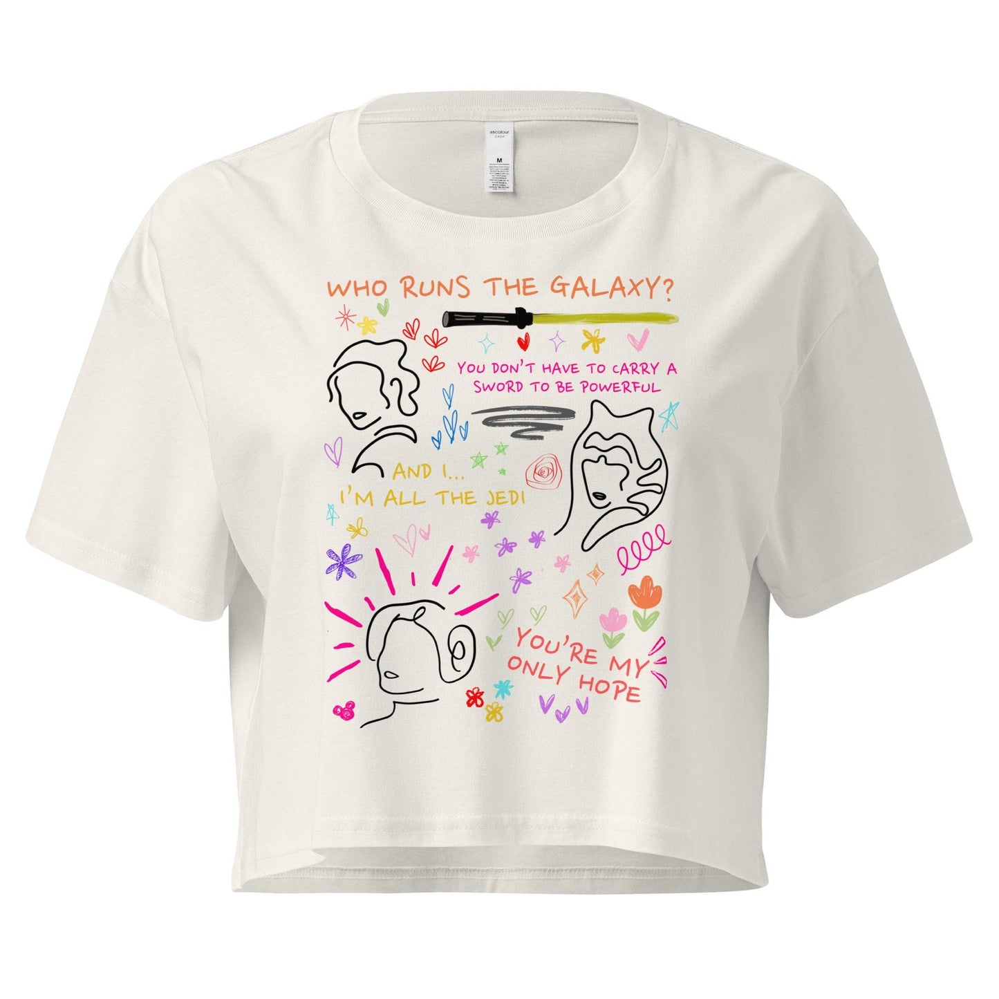 Star Wars Women's Crop Top: Rey, Ahsoka, Leia Doodle Shirt