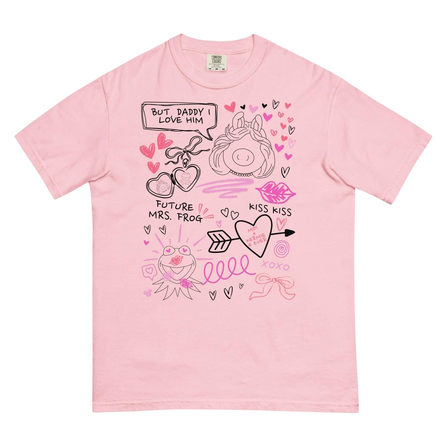 Miss Piggy & Kermit Doodle Comfort Colors Shirt, Subtle Disney Tee