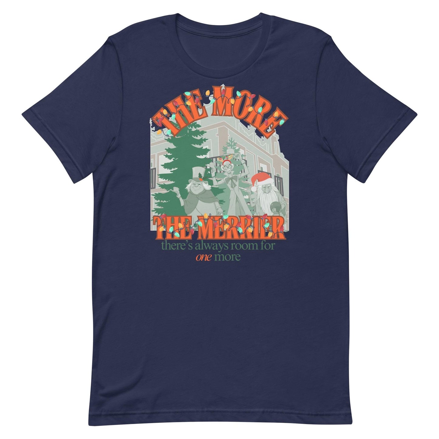 Haunted Mansion Christmas T-Shirt: Hitchhiking Ghosts Holiday Tee, Bella Canvas Front Print Design Only