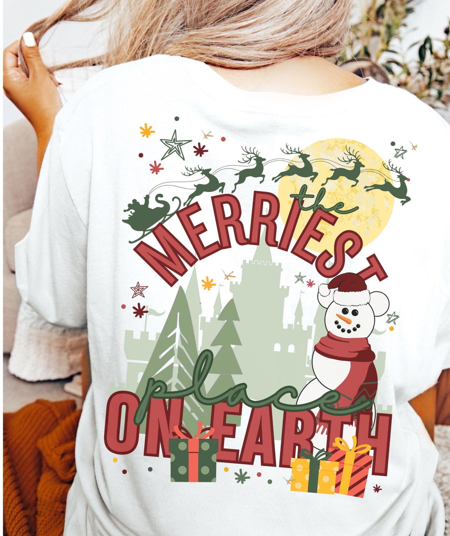 Disney Christmas Shirt, The Merriest Place on Earth, Bella Canvas Unisex Tee