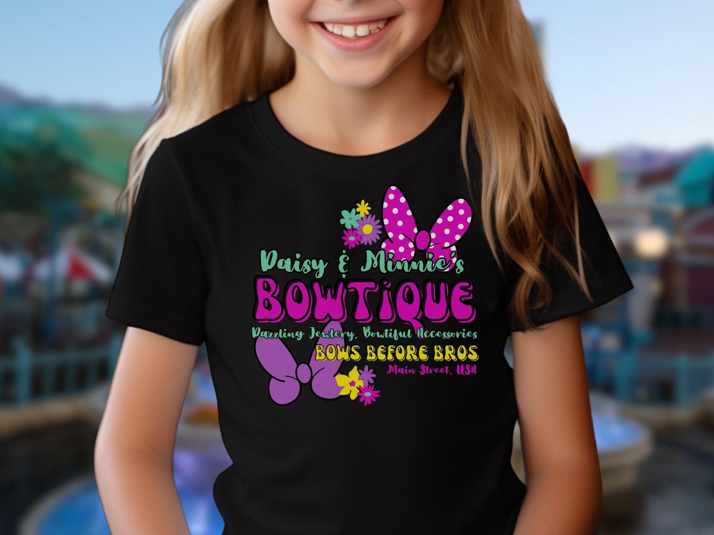 Girls Disney Shirt, Minnie and Daisy Bows, Custom Vacation Shirt