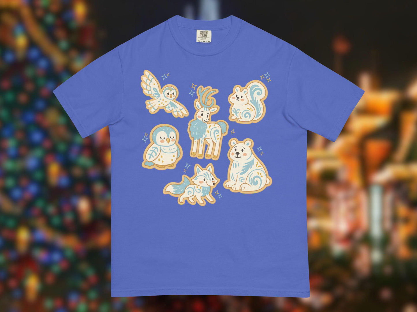 Merry Menagerie Animal Kingdom Holiday Shirt, Sugar Cookie Animals Comfort Colors Tee