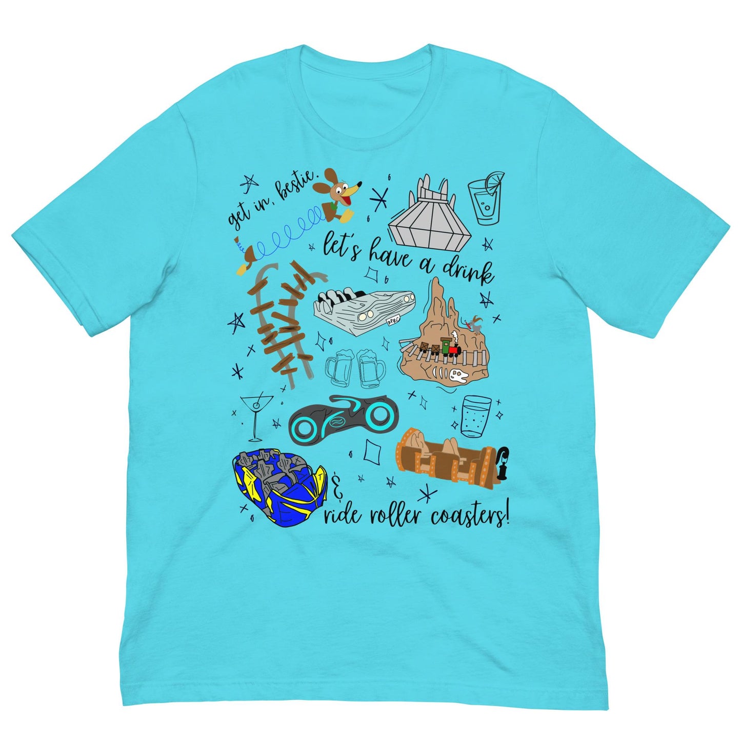 Disney Roller Coaster Doodle Sketch Bella Canvas Shirt