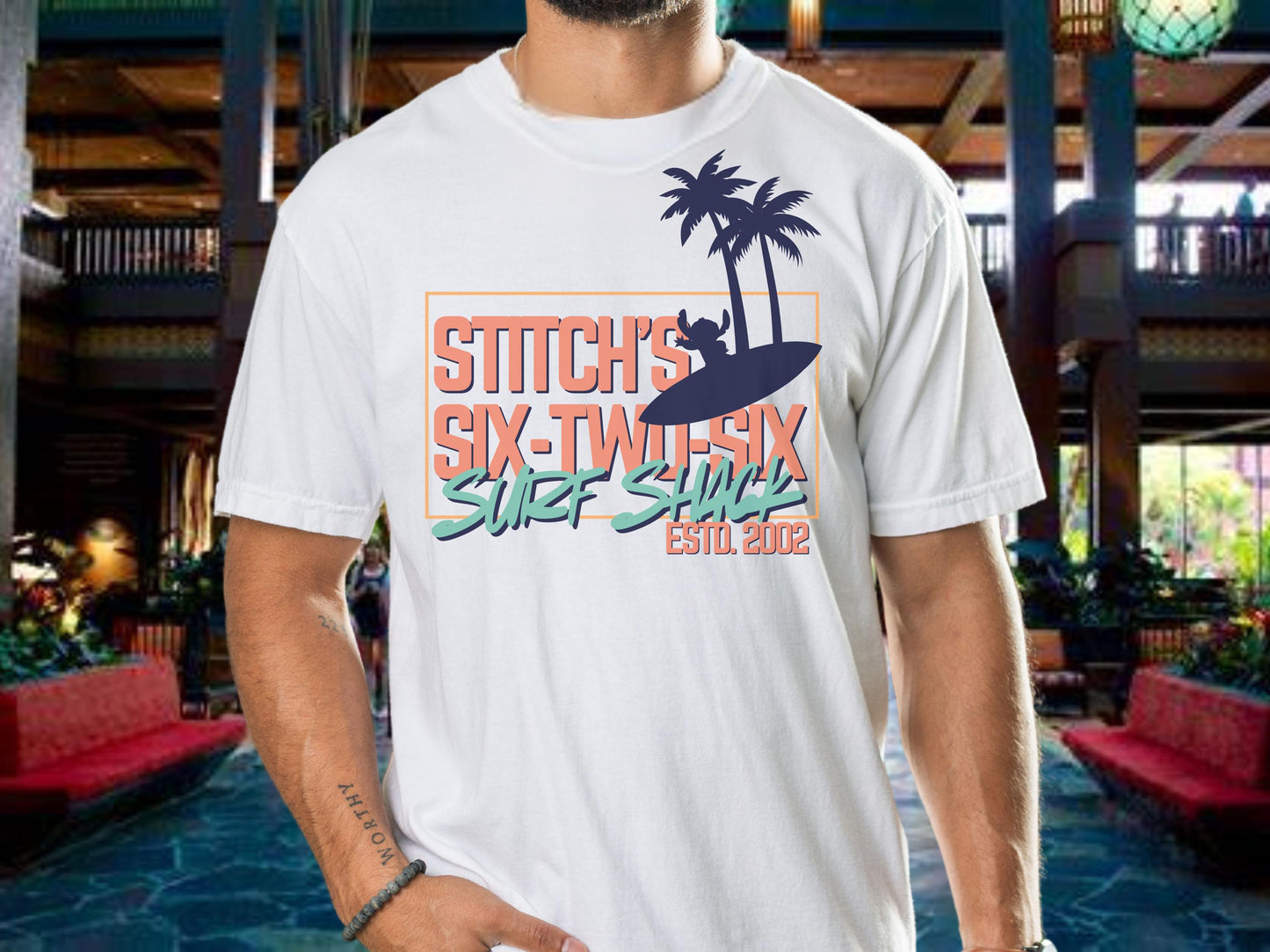 Stitch Surf Shack Shirt, Disney Ohana, Family Vacation Tee