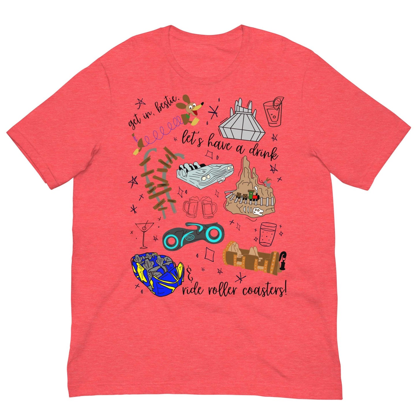Disney Roller Coaster Doodle Sketch Bella Canvas Shirt