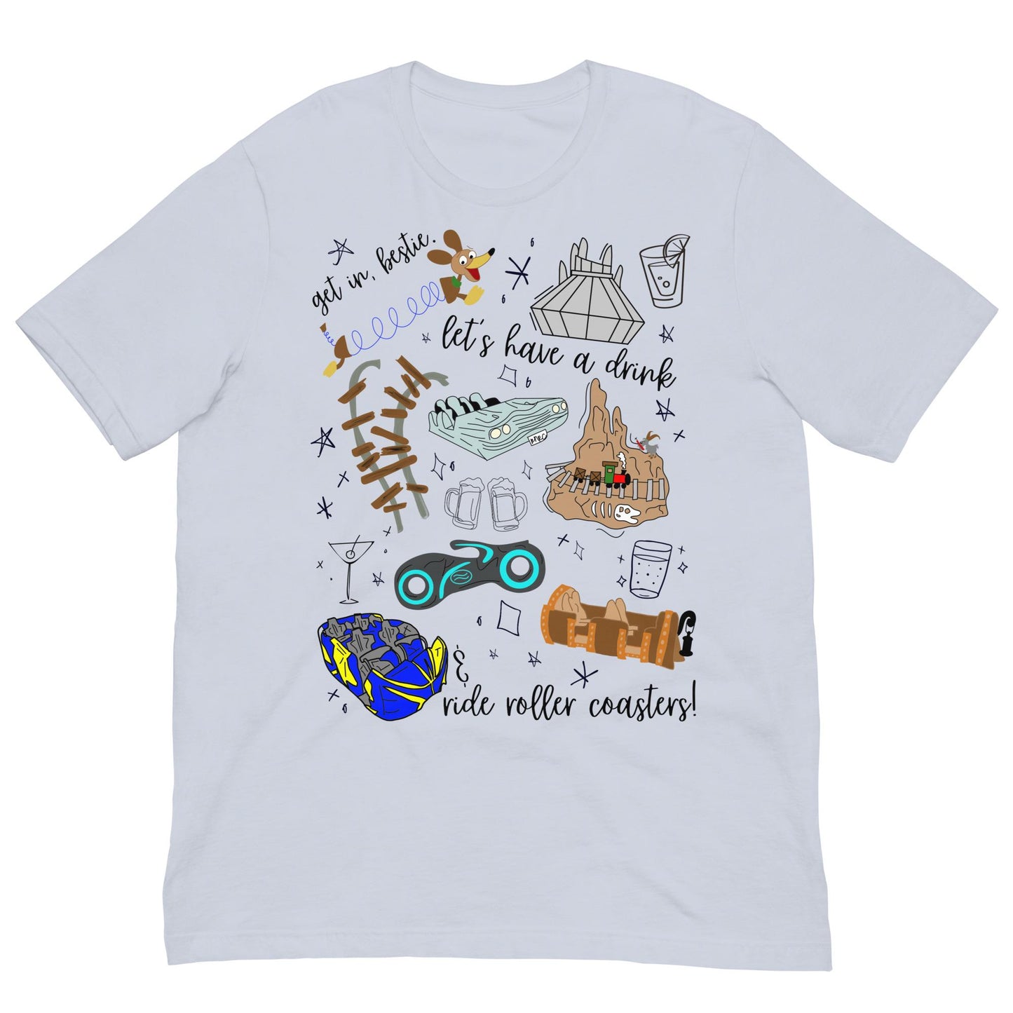 Disney Roller Coaster Doodle Sketch Bella Canvas Shirt