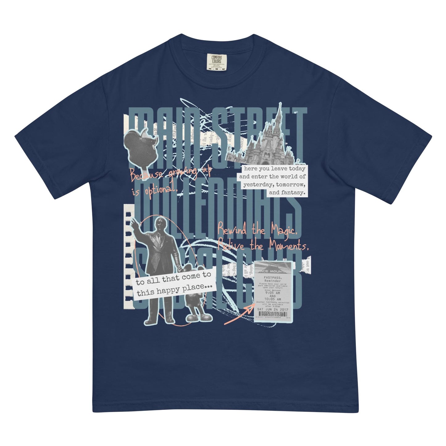 Main Street Millennials Social Club Disney Adult Comfort Colors Shirt