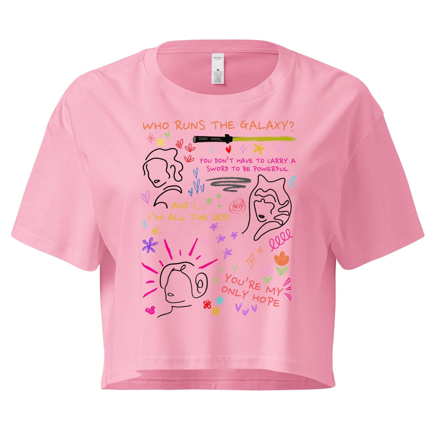 Star Wars Women's Crop Top: Rey, Ahsoka, Leia Doodle Shirt