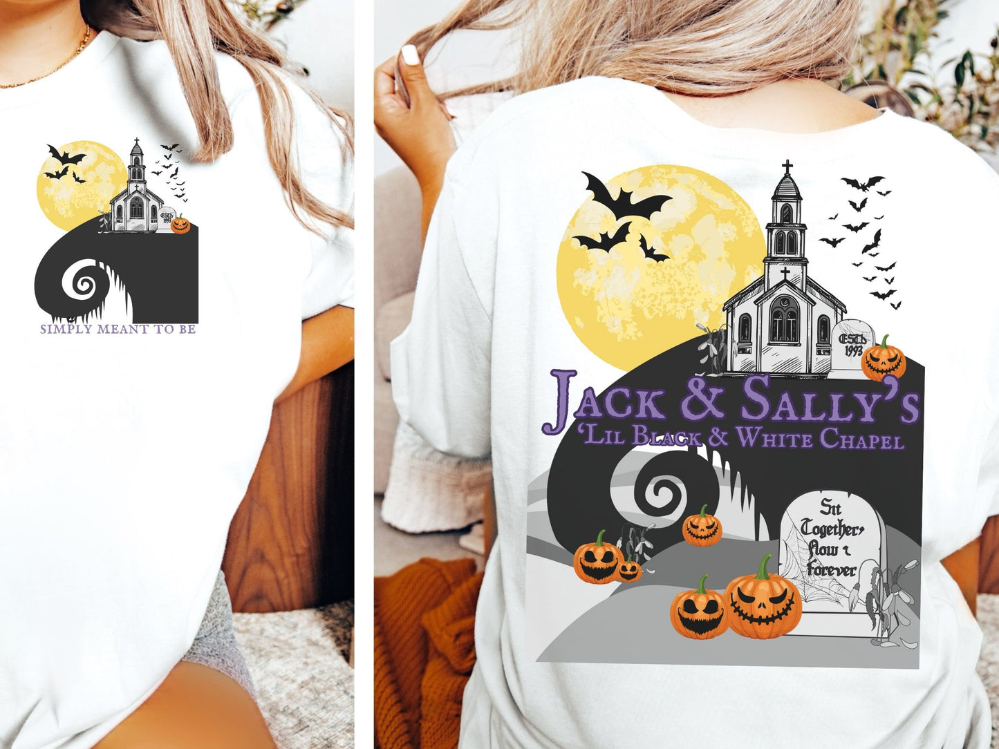 Jack & Sally's White Chapel T-Shirt: Comfort Colors Disneyland Tee
