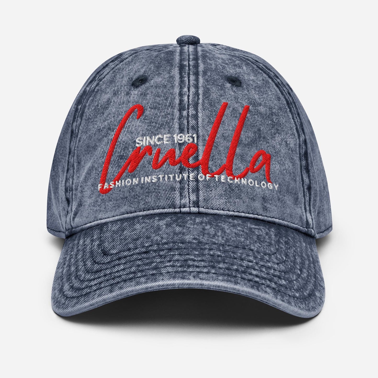 Cruella Fashion Institute of Technology Distressed Vintage Dad Hat, Disney Villain Hat