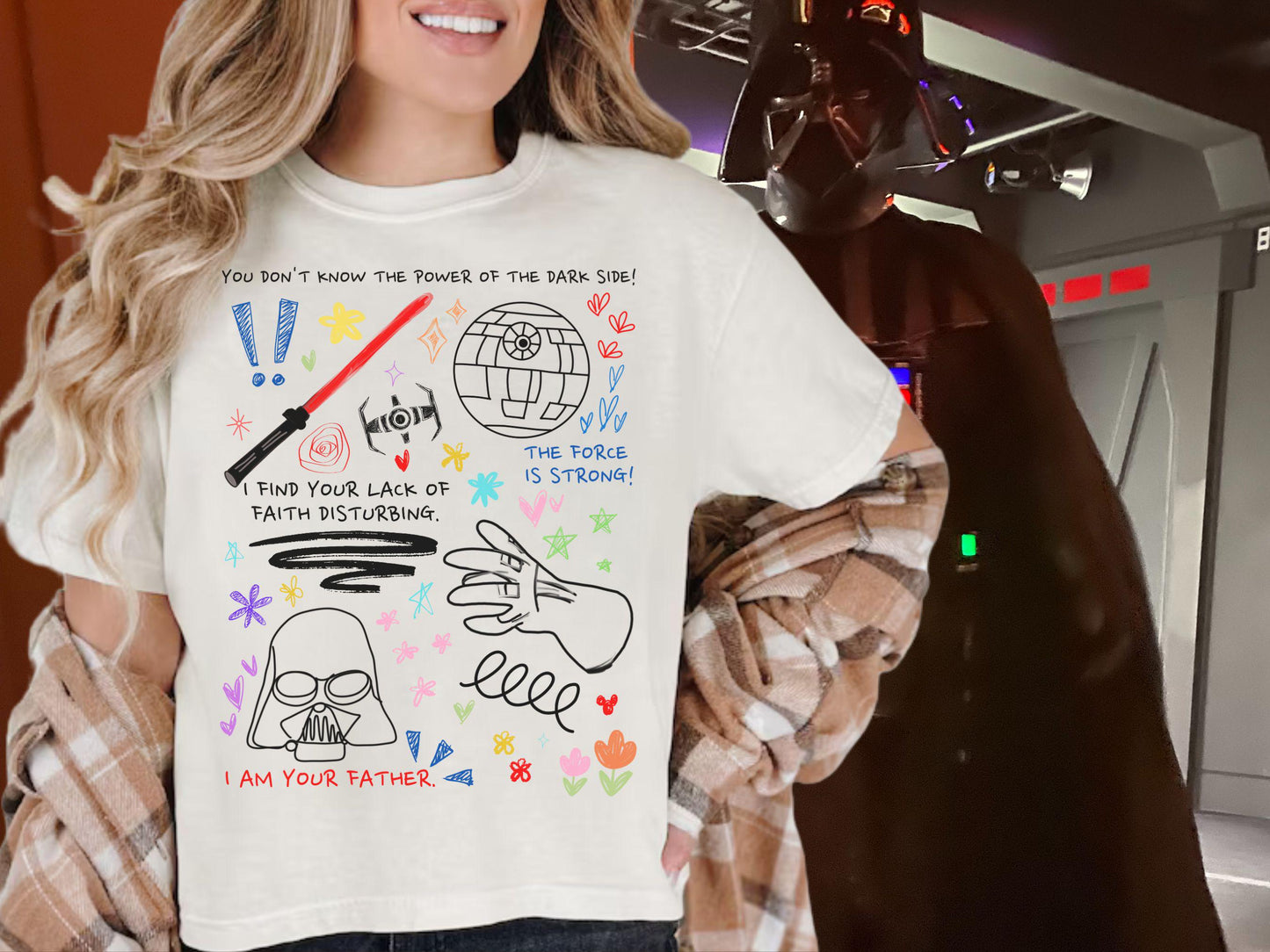 Darth Vader Doodle Crop Top: Star Wars Sketch Shirt